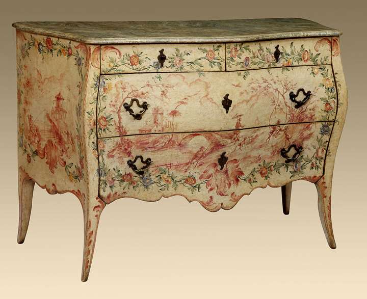 A Genoese Rococo Painted and Lacquered Commode